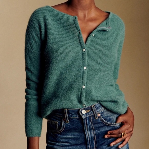 Sezane Gilet Gaspard - Cardigan Sweater in Sage/Turquoise - M - Picture 1 of 5